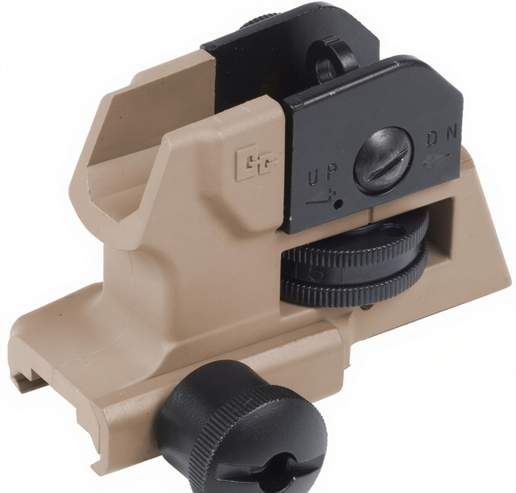 G&G M4 | M16 Two Toned Detachable Stamped Rear Iron Sight | Tan